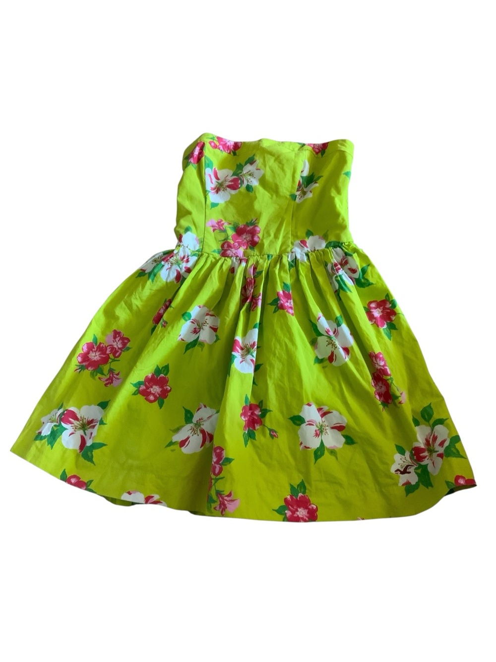 Hollister Junior Strapless Lime Green Floral Sundress DZ MEDIUM